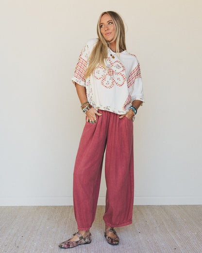 Pure Soul Linen Pants - Boho Red
