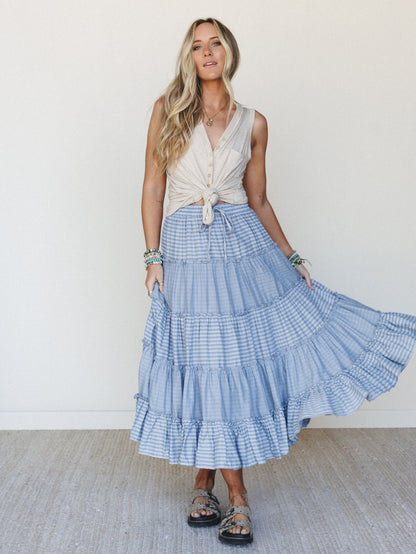Twirling Affairs Maxi Skirt - Blue