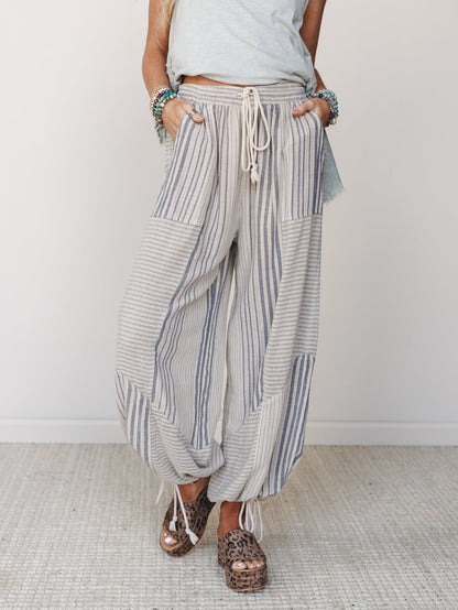 Solana Stripe Pants - Faded Sage