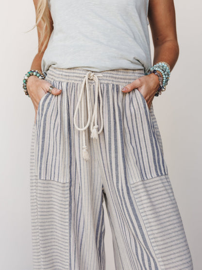 Solana Stripe Pants - Faded Sage