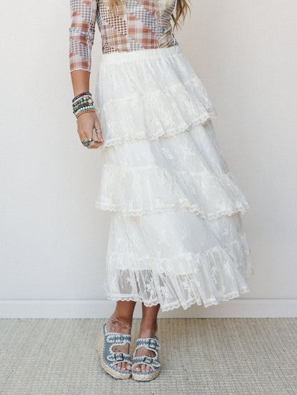 Elowen Ruffle Maxi Skirt - Ecru