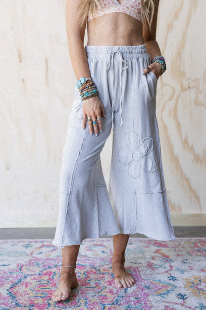 Ethereal Blooms Wide Leg Pants - Stone