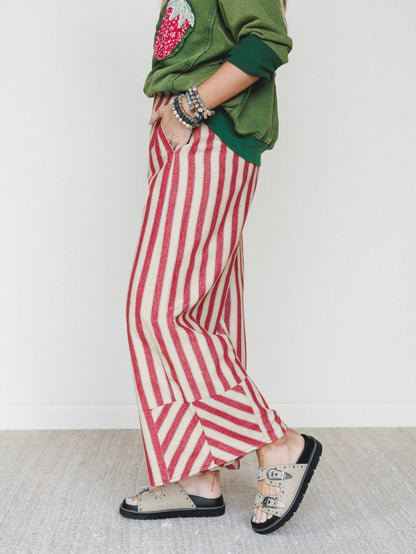 Star of the Sun Striped Pants - Red
