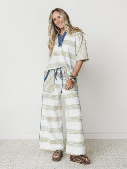 Striped Shores Pants - Olive