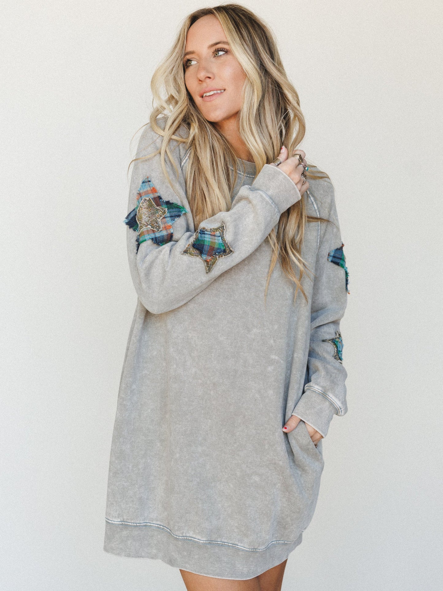 Starfall of Wonder Long Sleeve Dress
 - Ash