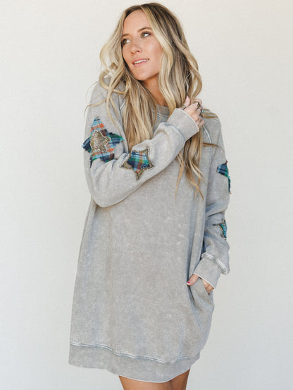 Starfall of Wonder Long Sleeve Dress
 - Ash