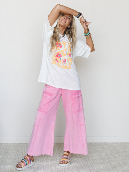 Game On Cargo Wide Leg Pant - Pink