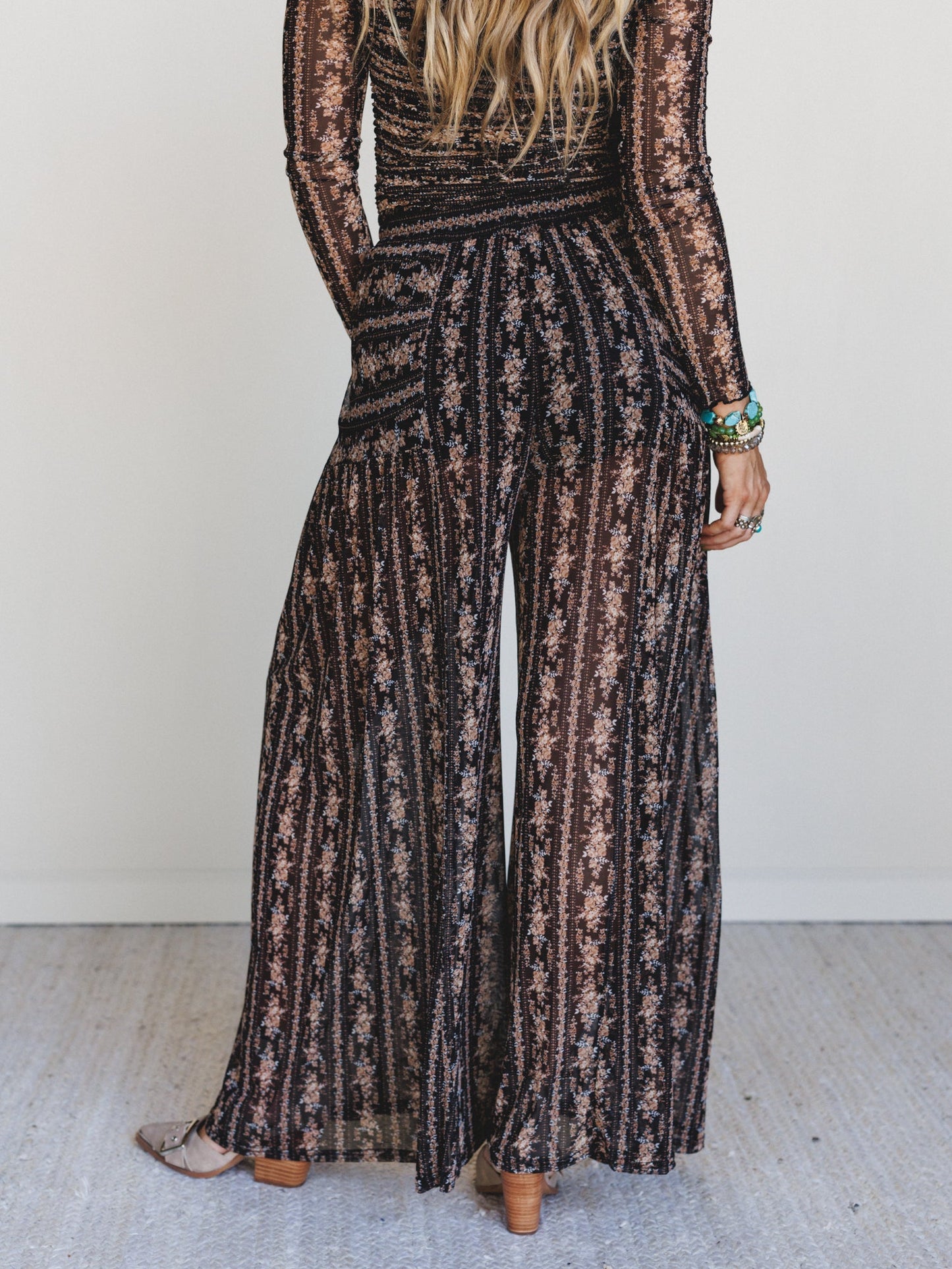 Drift Mode Floral Print Pants - Black