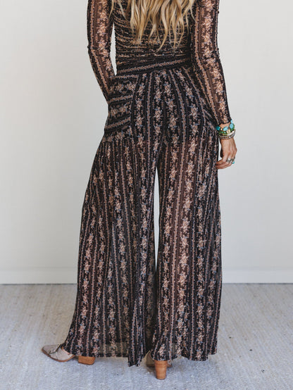 Drift Mode Floral Print Pants - Black