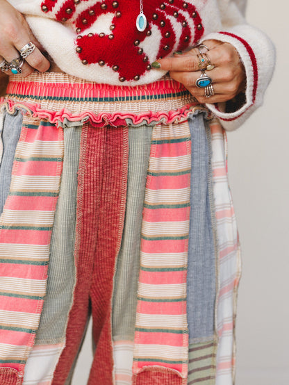 Eclectic Stripes Wide Leg Pants - Pink