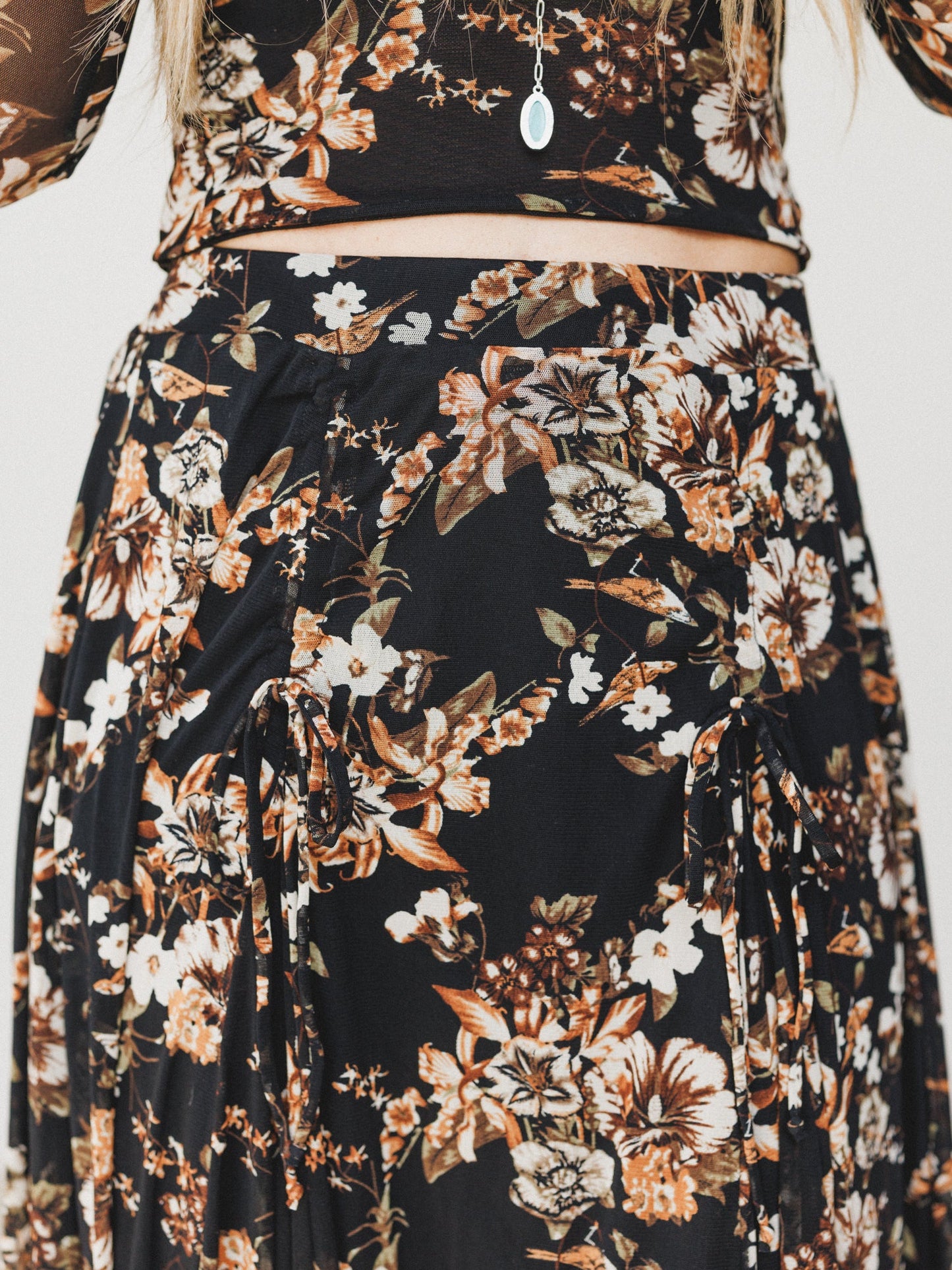 Let It Layer Floral Skirt - Black