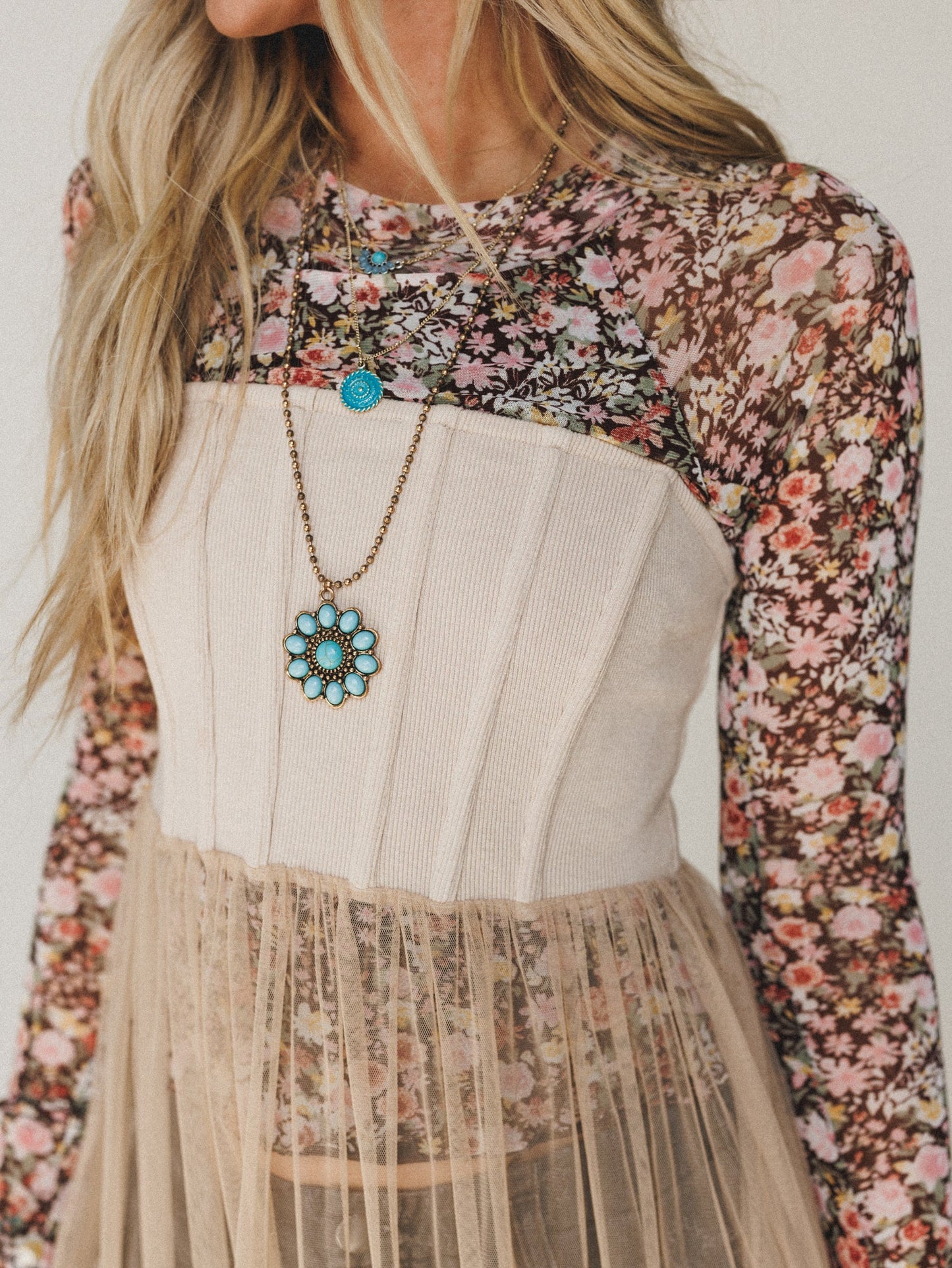 Blush Affair Tulle Maxi Dress - Sand