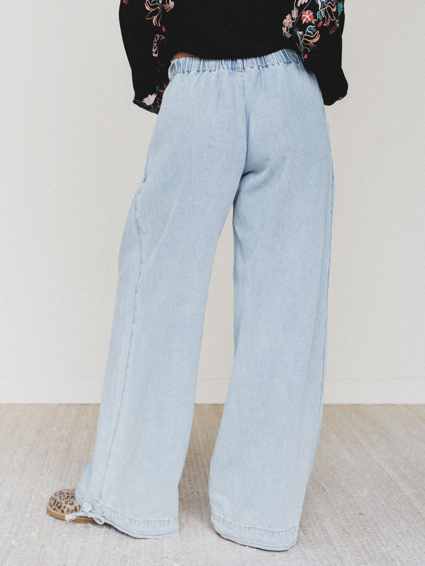 Lets Jet Set Wide Leg Pants - Light Denim