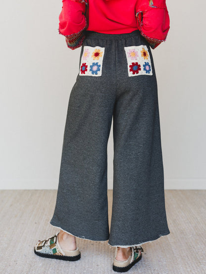 The Nest Love Seeker Crochet Pocket Pants - Charcoal