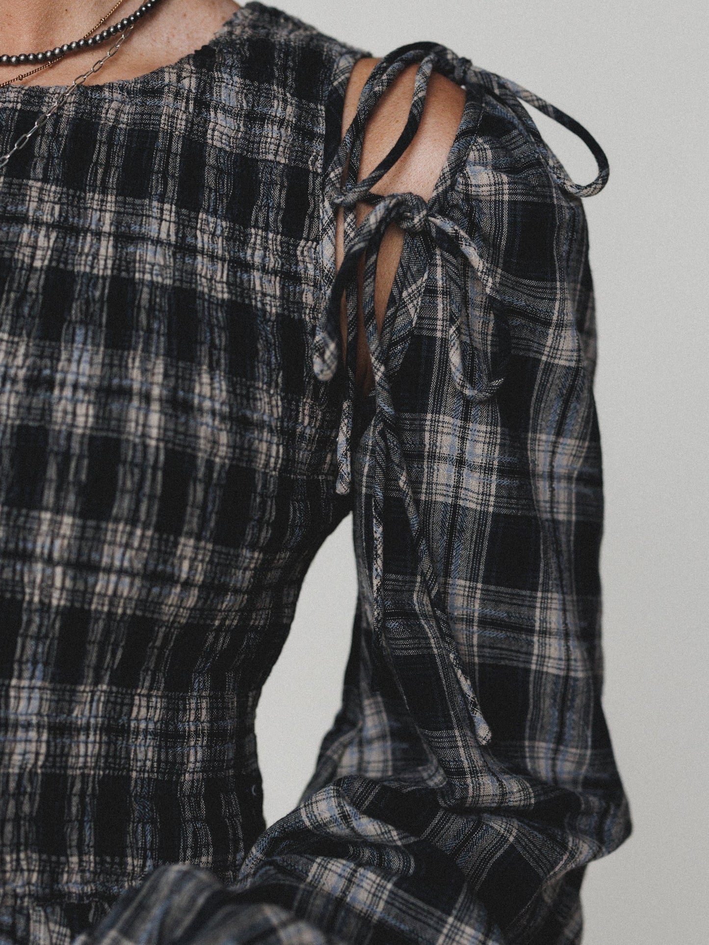 Sunset Rust Plaid Dress - Black
