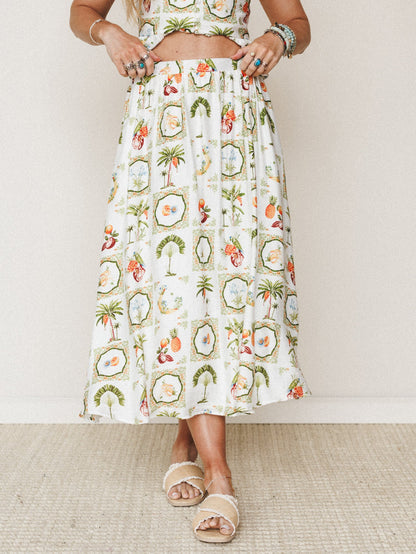 Adventure Awaits Skirt - Ivory Multi
