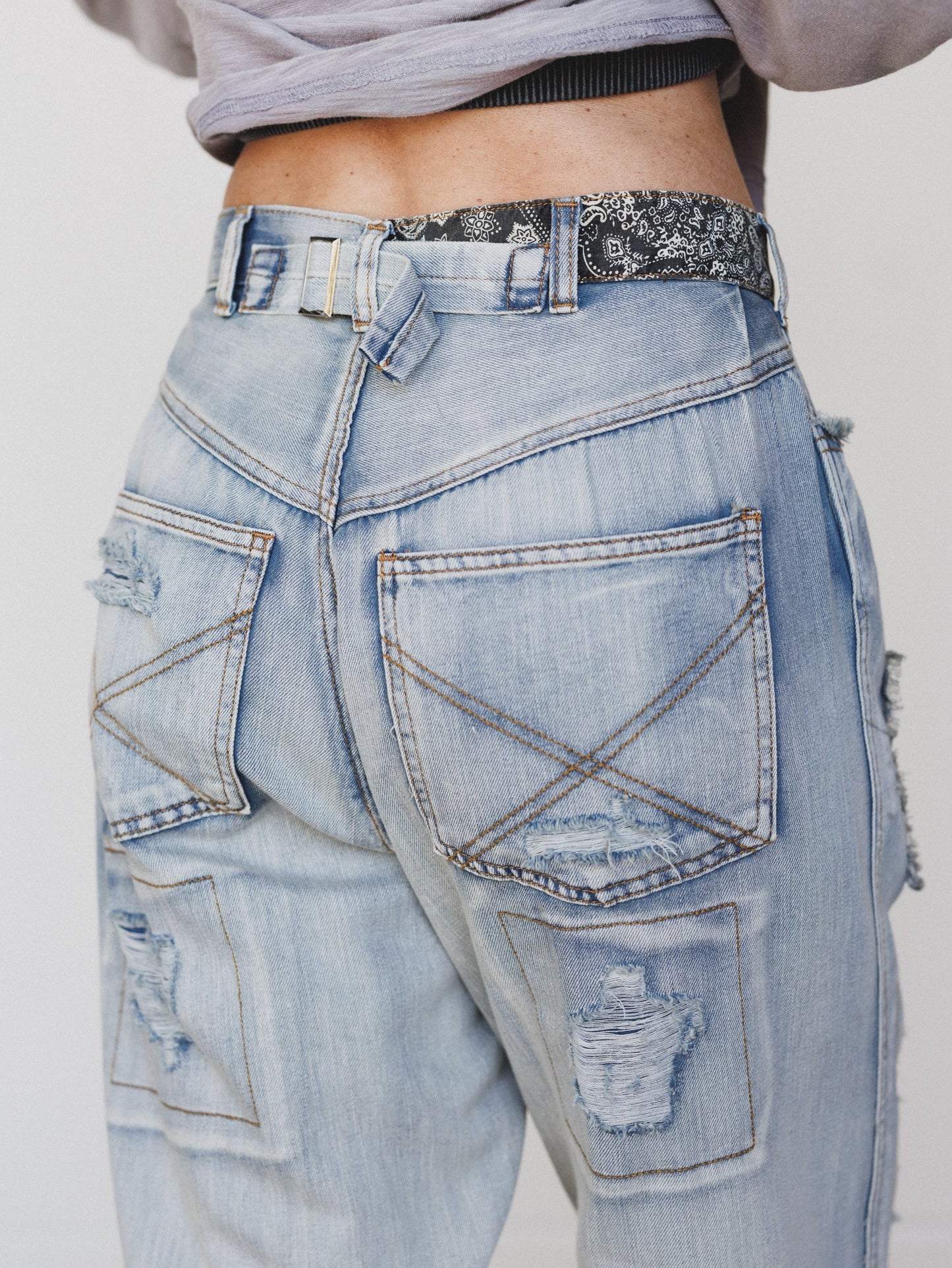Offshore Patchwork Detail Pants - Denim