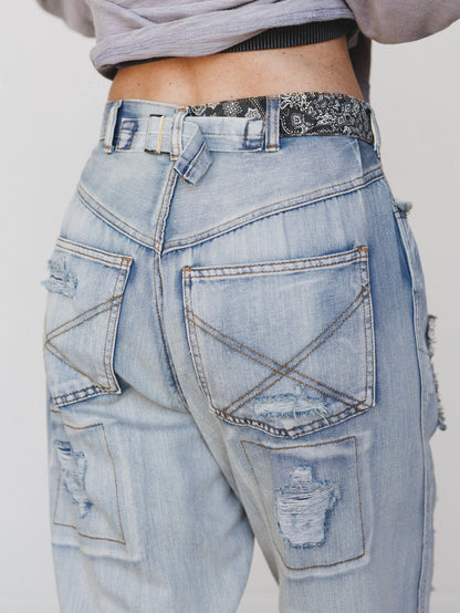 Offshore Patchwork Detail Pants - Denim