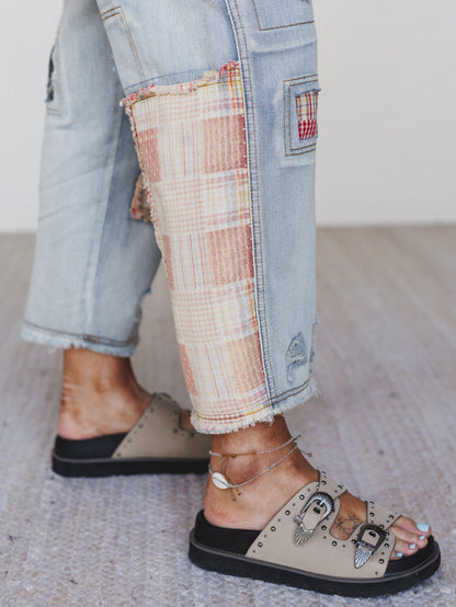 Offshore Patchwork Detail Pants - Denim