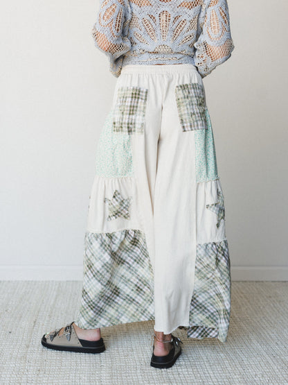 Coastal Chill Wide Leg Pants - Oatmilk Multi