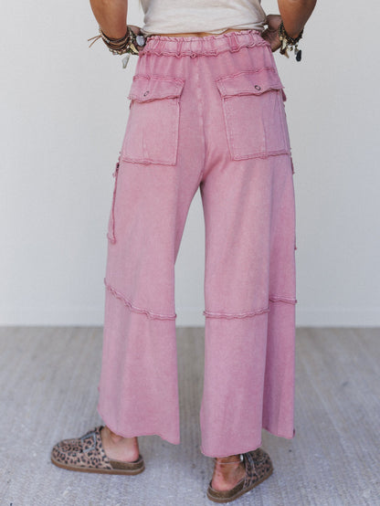 Game On Cargo Wide Leg Pant - Burgundy