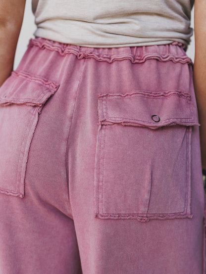 Game On Cargo Wide Leg Pant - Burgundy