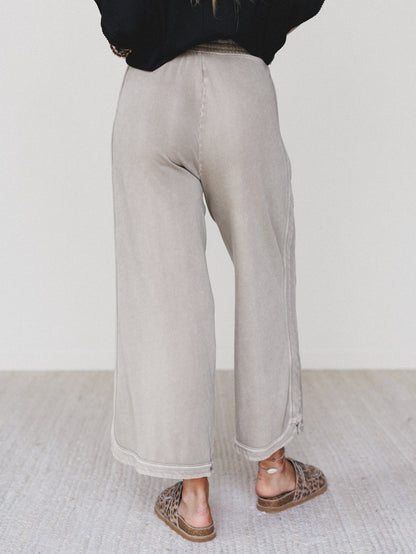 So Comfy Wide Leg Pant Cropped Length - Mocha