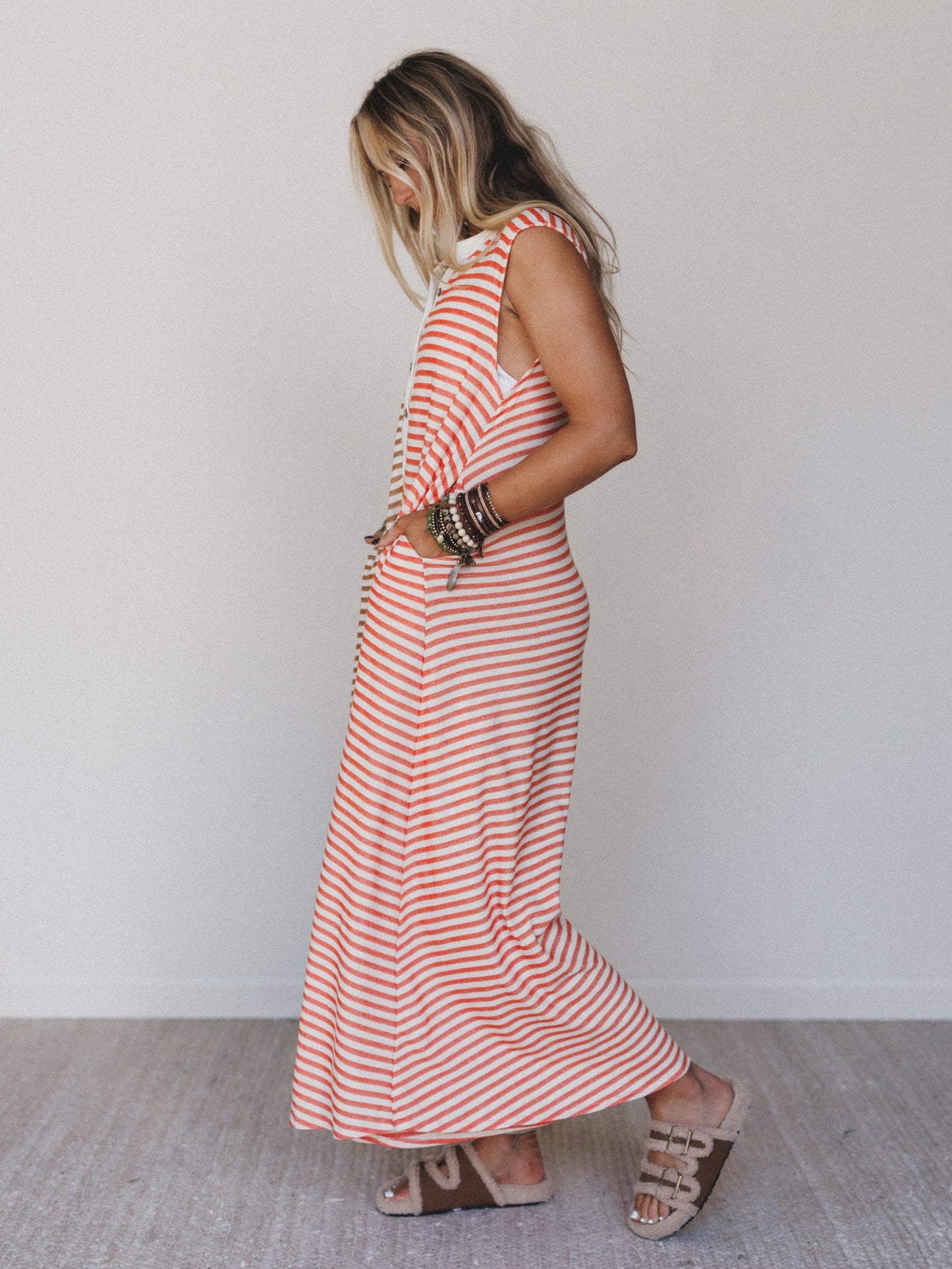 Daphne Striped Wide Leg Jumpsuit - Coral Multi