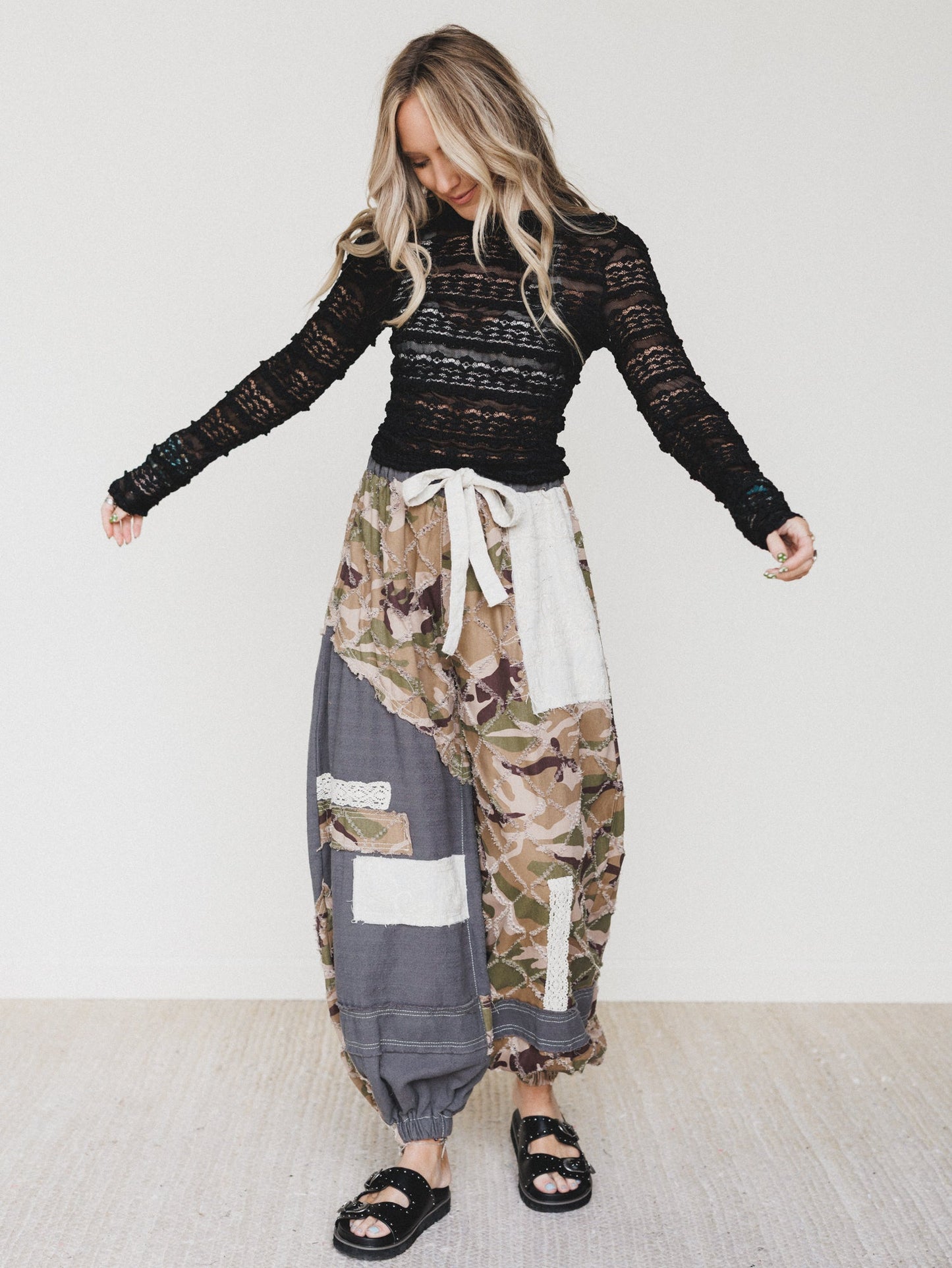 Camo Caravan Wide Leg Joggers - Charcoal