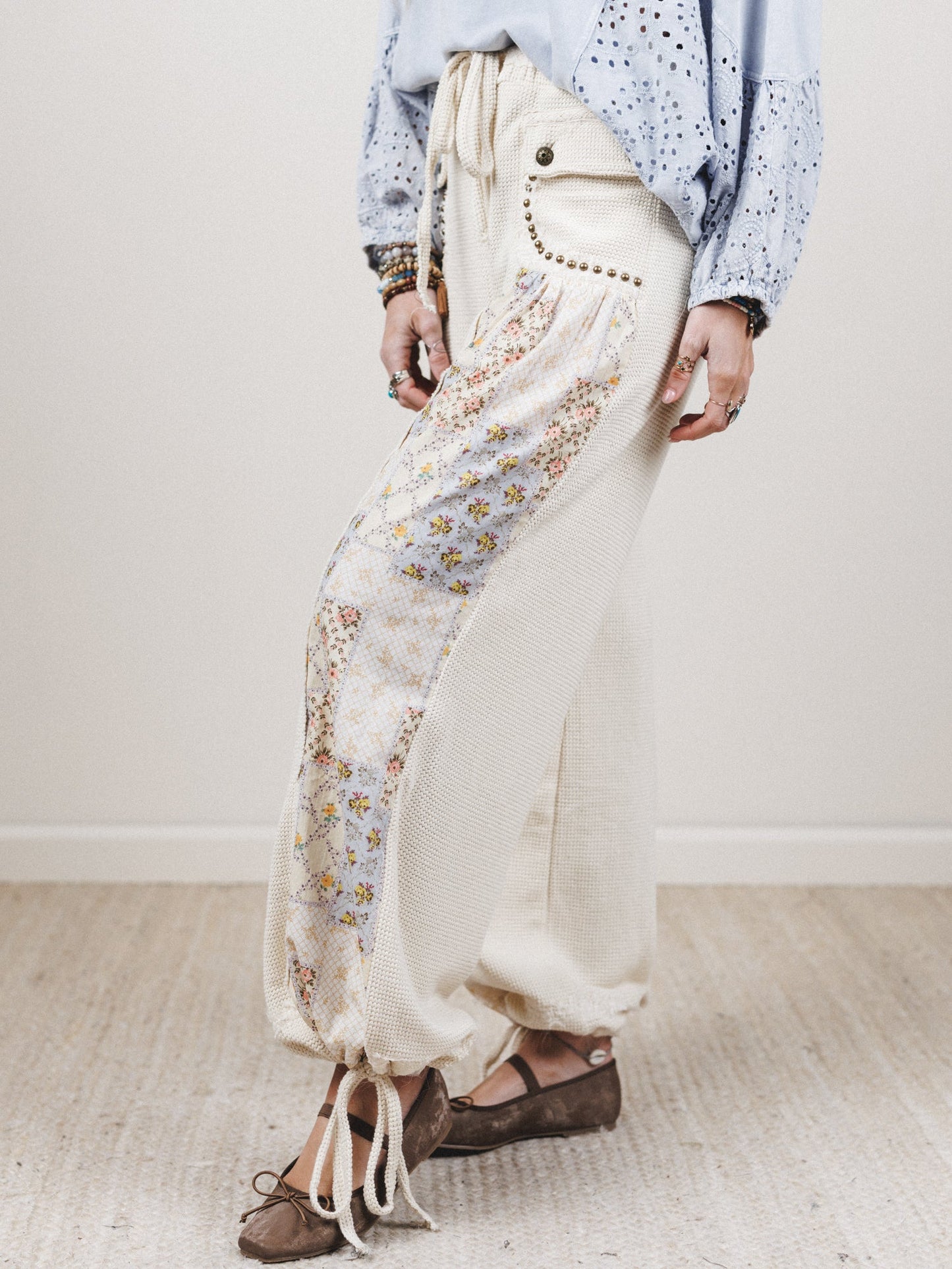 Soft But Studded Pants - Cream
