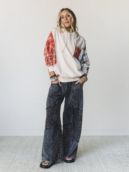 Printed Spirit Wide Leg Pants - Ash Black