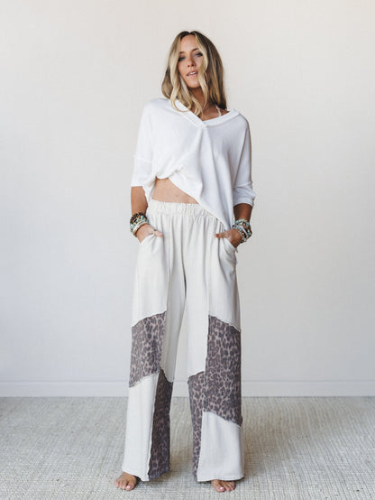 Printed Spirit Wide Leg Pants - Natural