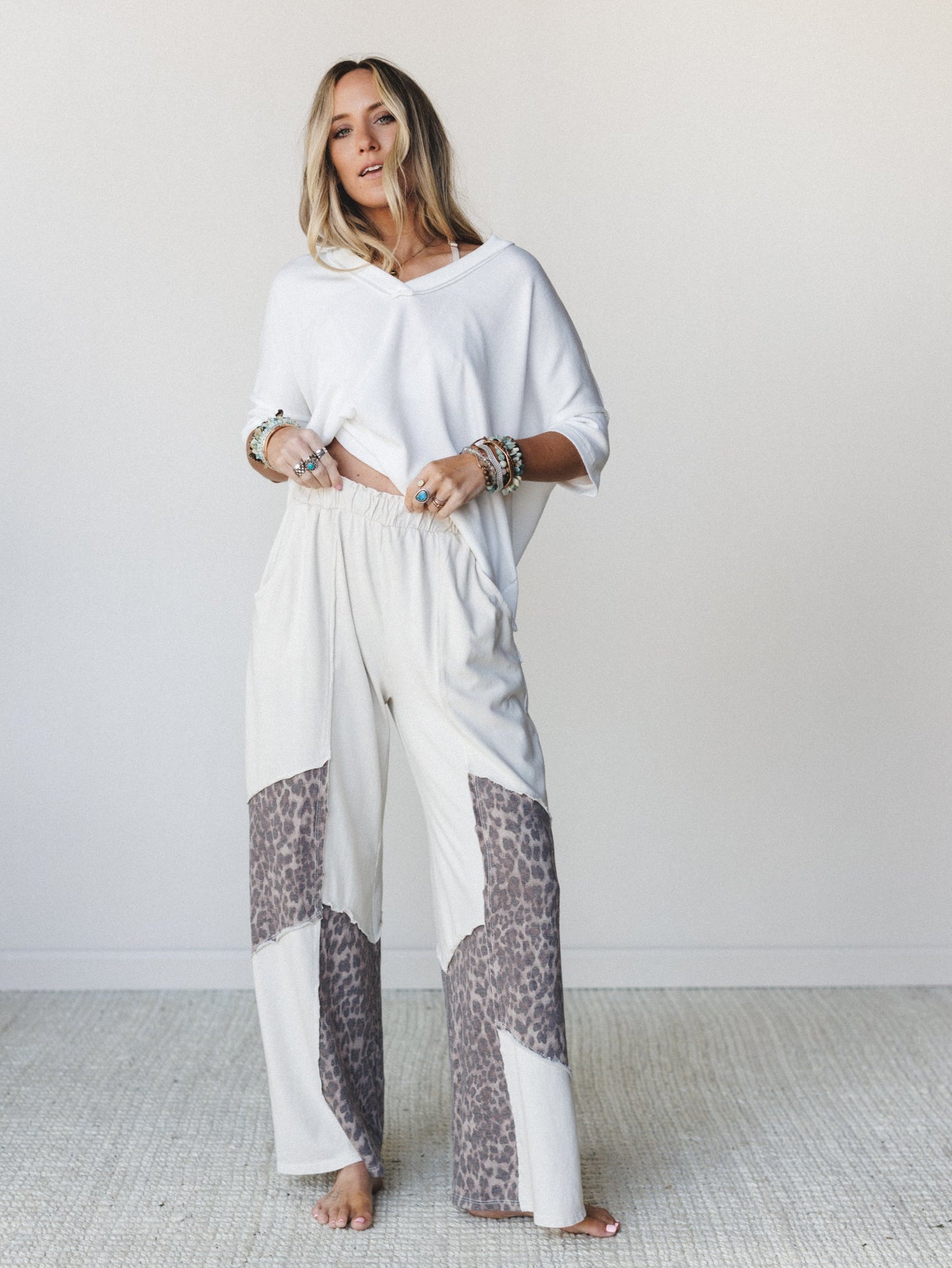 Printed Spirit Wide Leg Pants - Natural