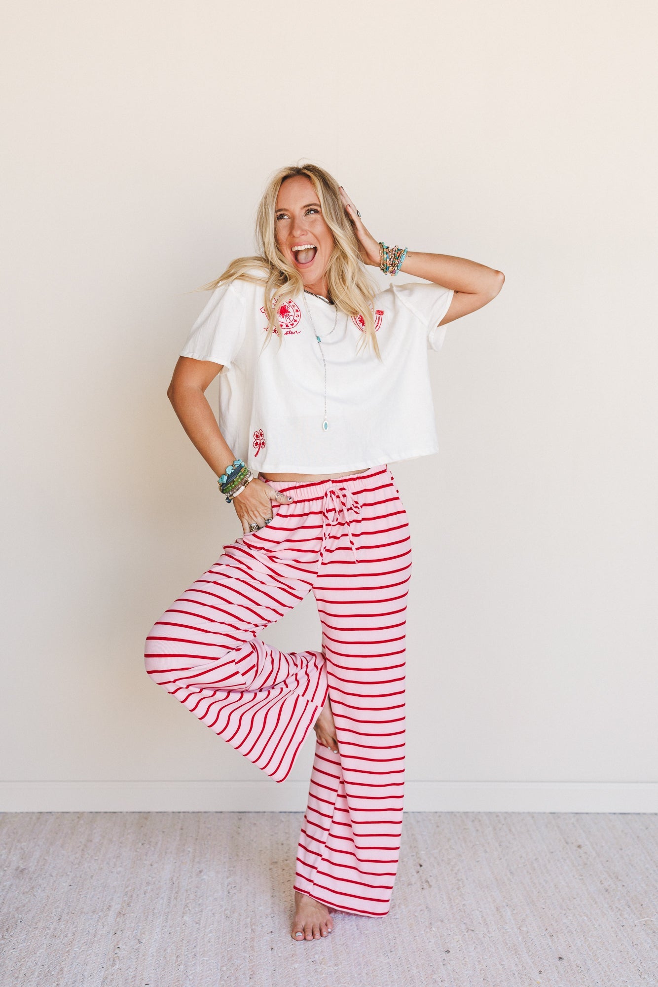 Parallel Play Stripe Pants - Pink