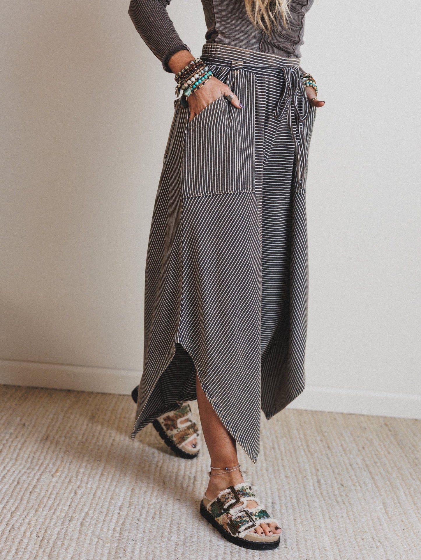 Echo Pinstripe Pants - Brown