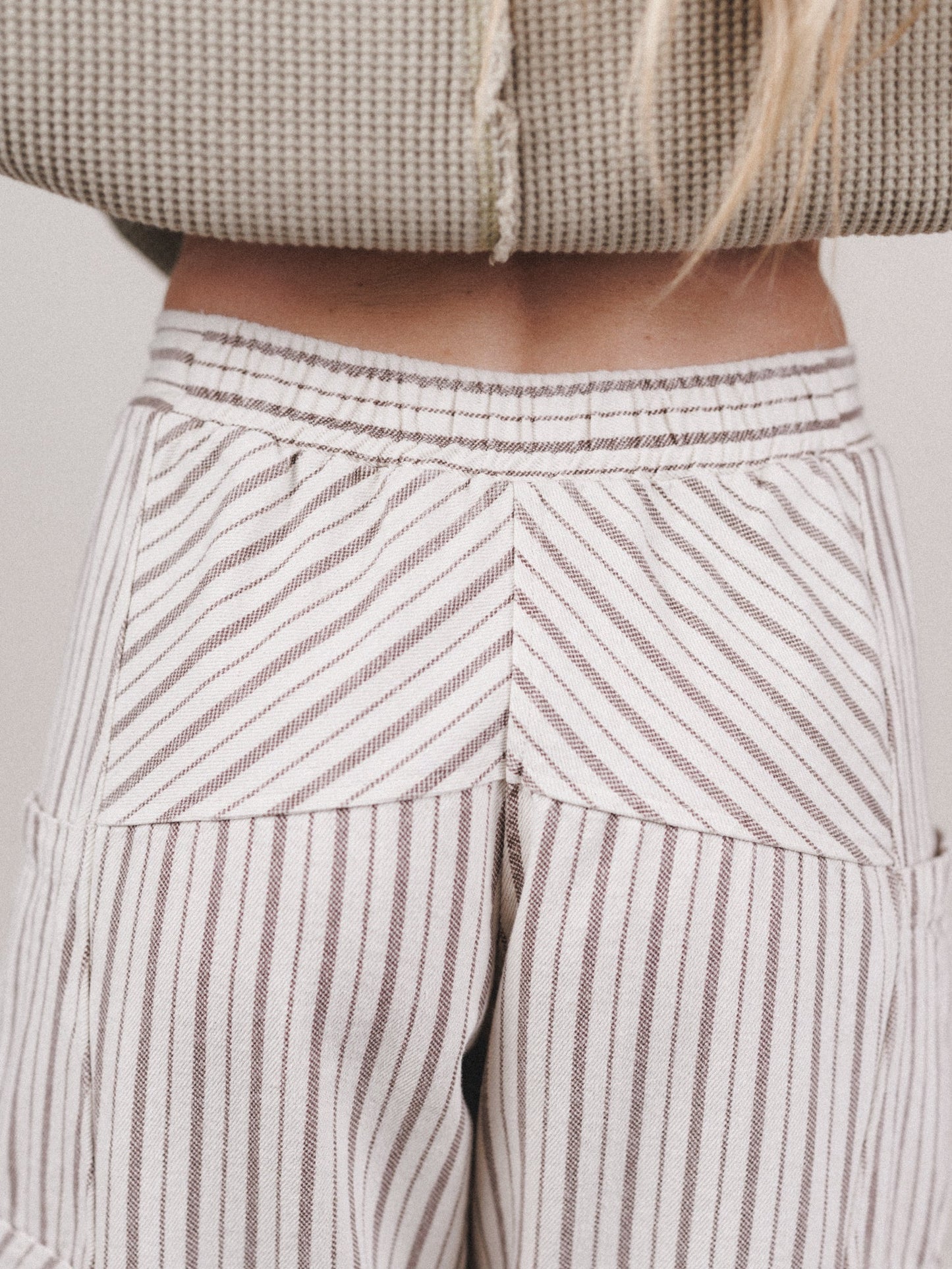 Percy Striped Barrel Jeans - Taupe