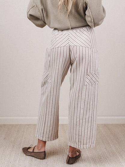 Percy Striped Barrel Jeans - Taupe