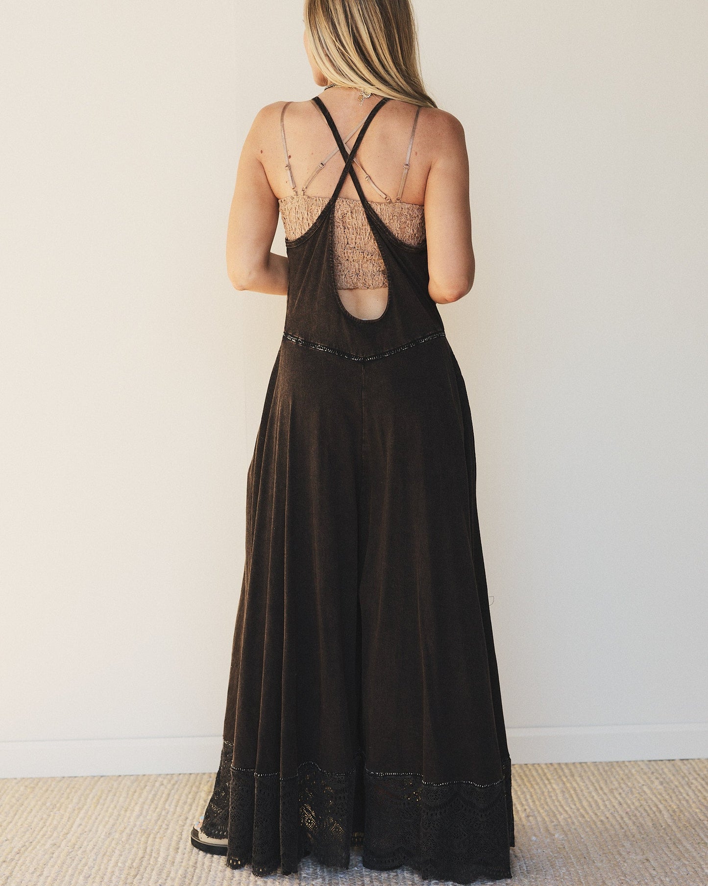 Free Bird Feeling Wide Leg Jumpsuit - Black