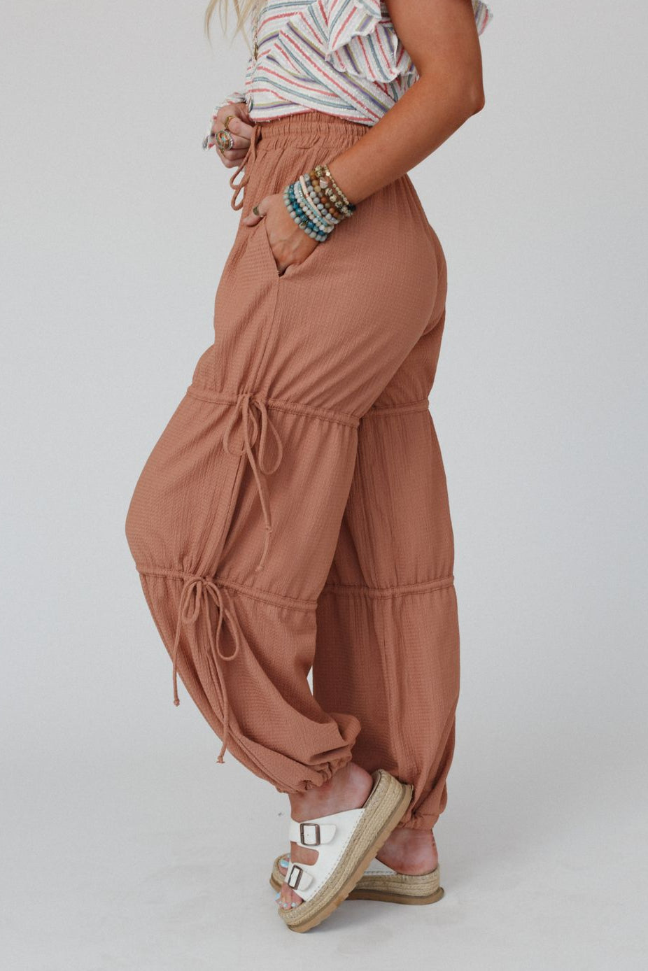 The Nest Everlasting Love Drawstring Pants - Tan Brown