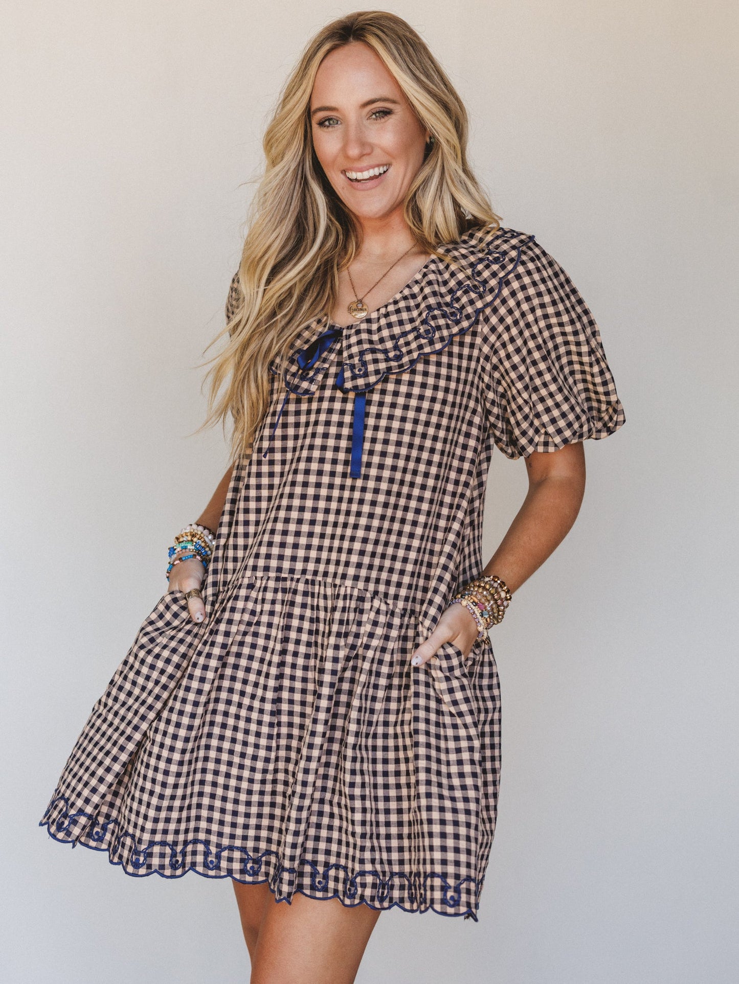 Joyfully Ever After Dress - Peach Navy