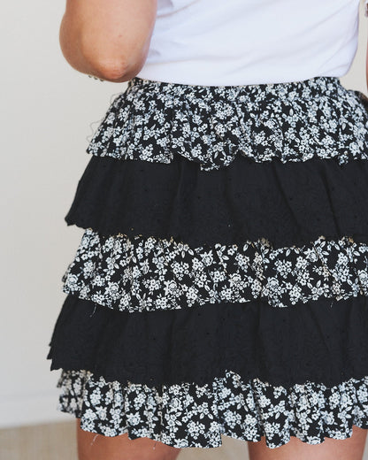 Floral Springs Mini Skort - Black
