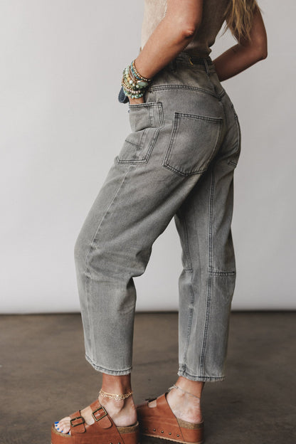 Elevated Eyelet Barrel Jeans - Gray Wash