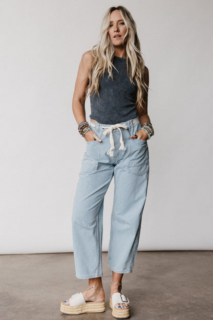 Elevated Eyelet Barrel Jeans - Multi Stripe