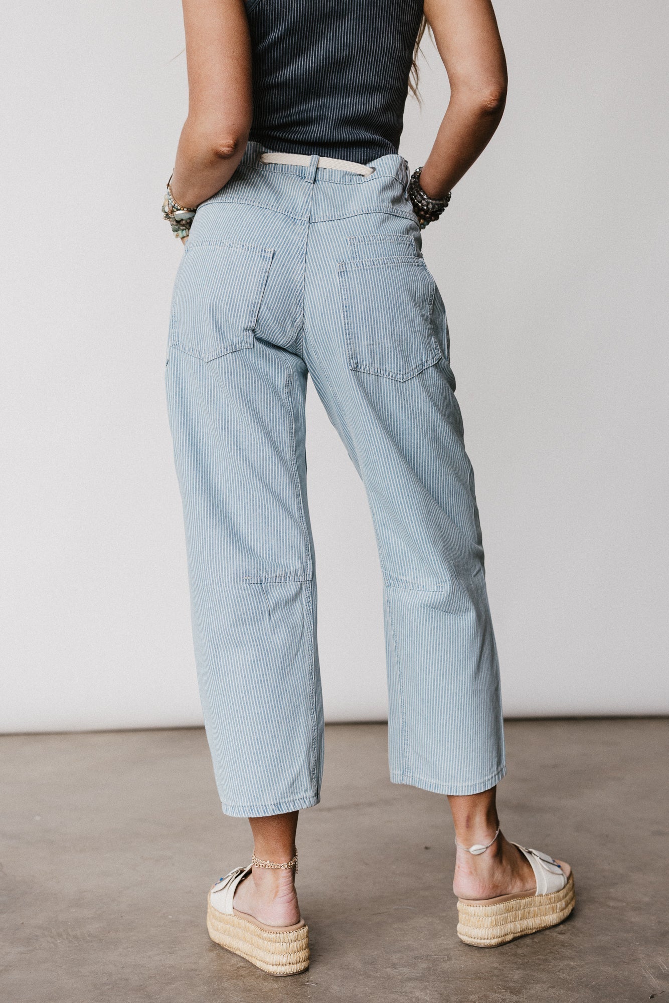 Elevated Eyelet Barrel Jeans - Multi Stripe