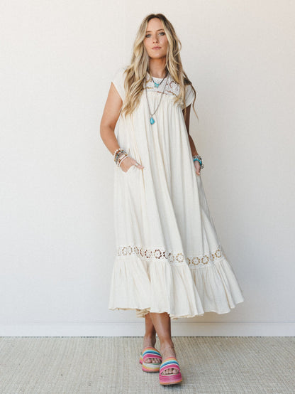 Lavender Loom Dress - Cream