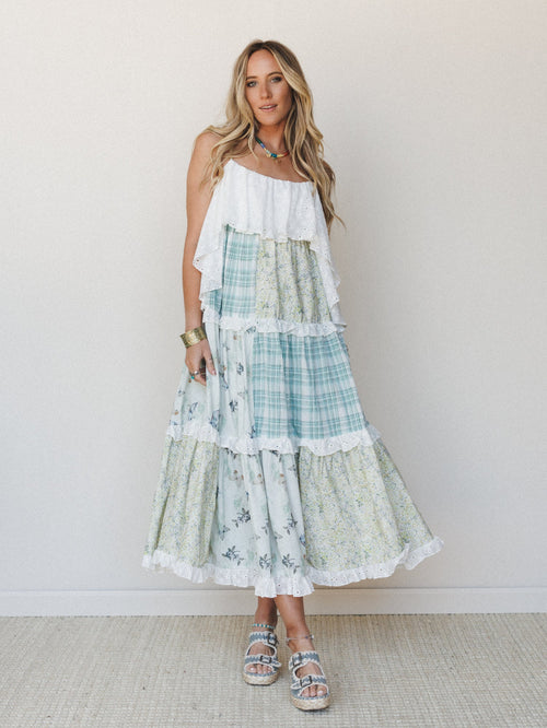 Nature Gathering Dress - Olive Multi