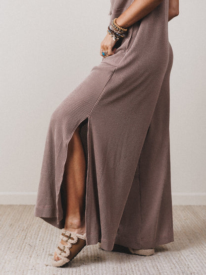 The Nest Madeline Textured Jumpsuit - Acorn