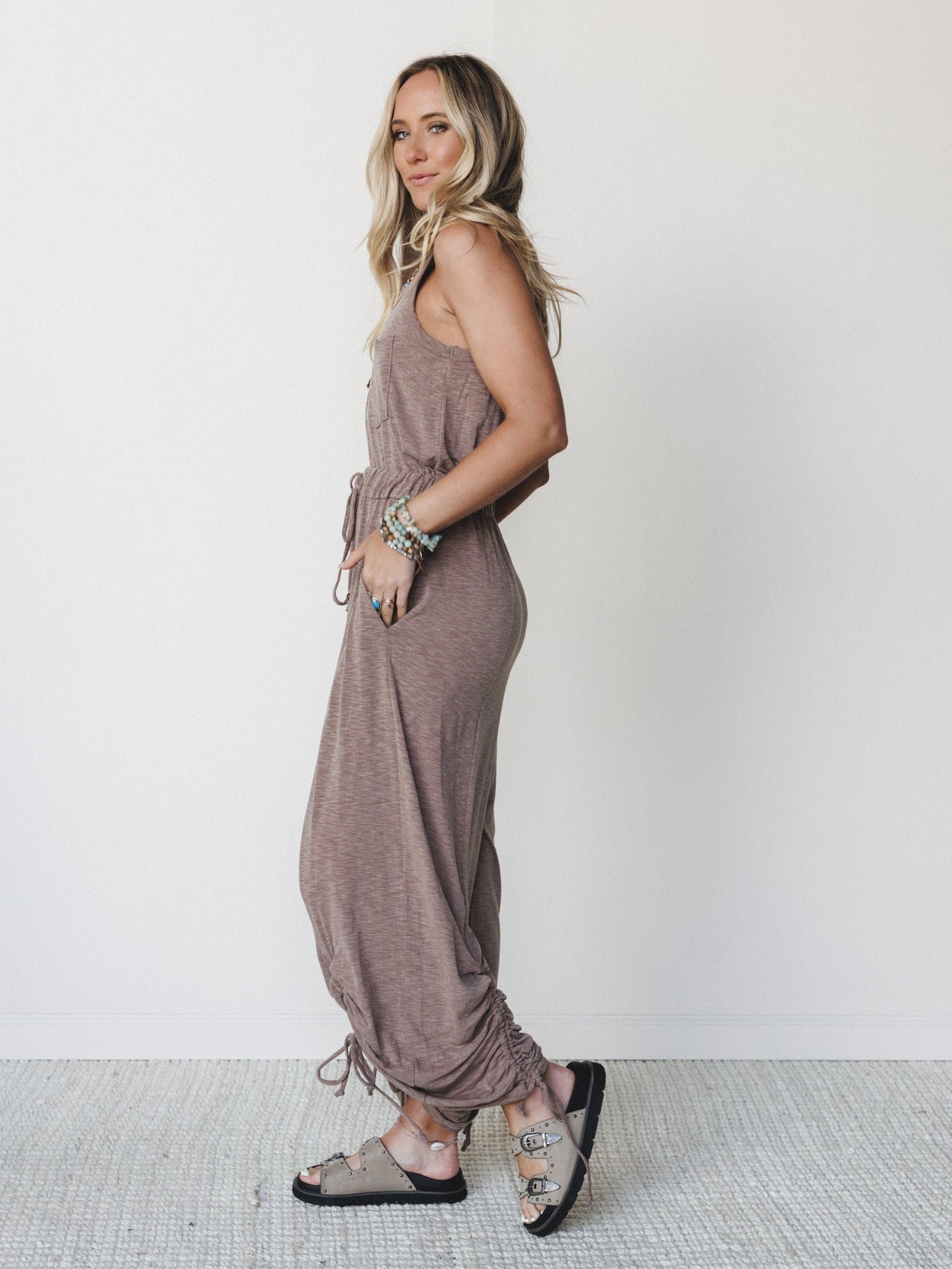 The Nest Solie Cinched Jumpsuit - Mocha