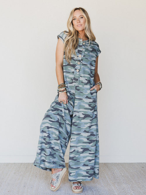 The Nest Davina Wide Leg Jumpsuit - Army Green