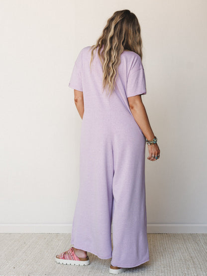 The Nest Jodi Short Sleeve Jumpsuit - Lavender